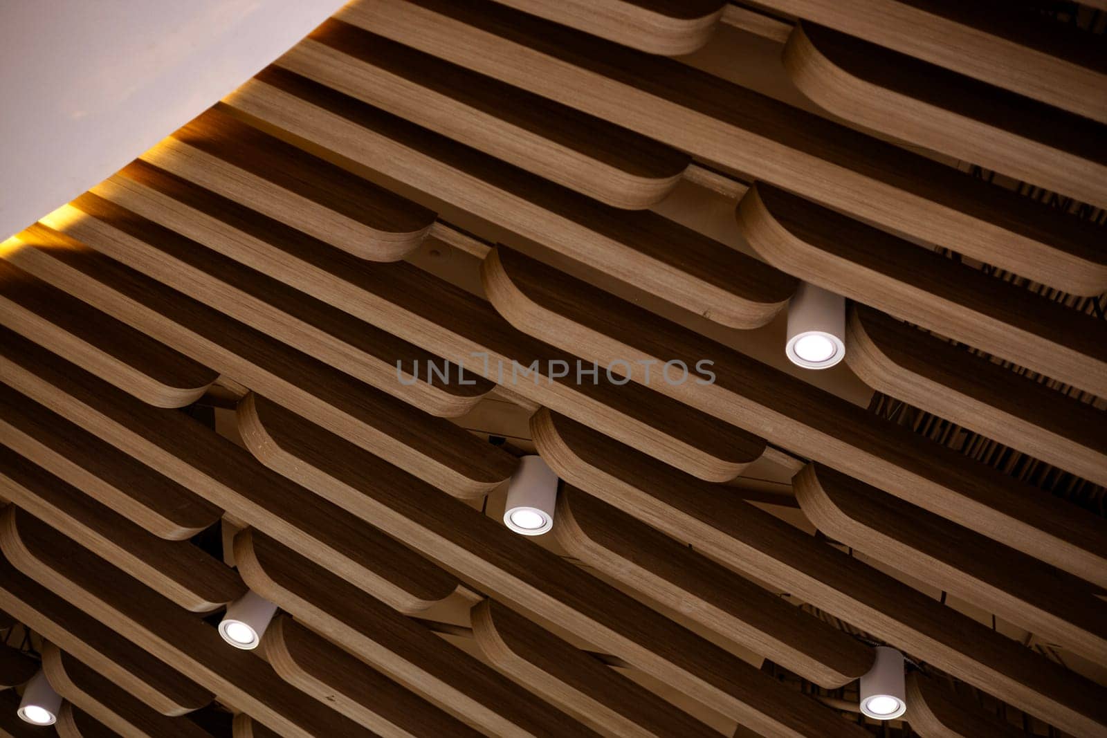 Smoke detector and LED ceiling lights. Ceiling moldings with an intricate crown in the inner corner.