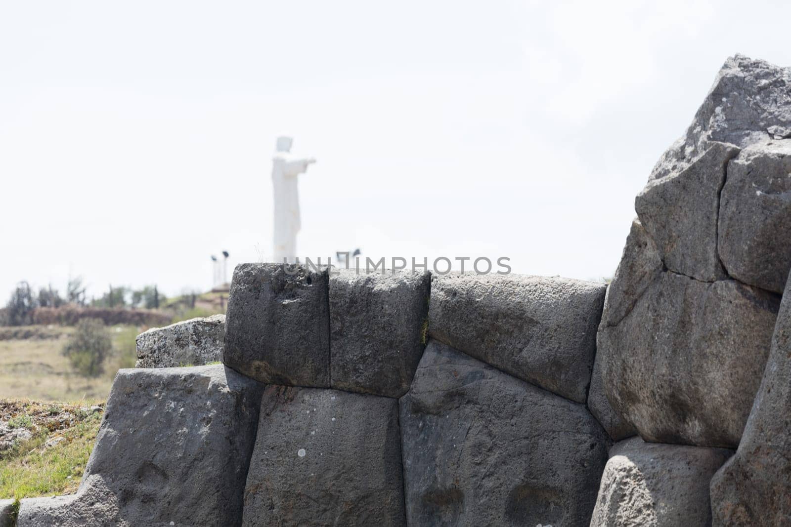 Ruins of the Inca Fortress of Saqsaywaman outside Cuzco Peru