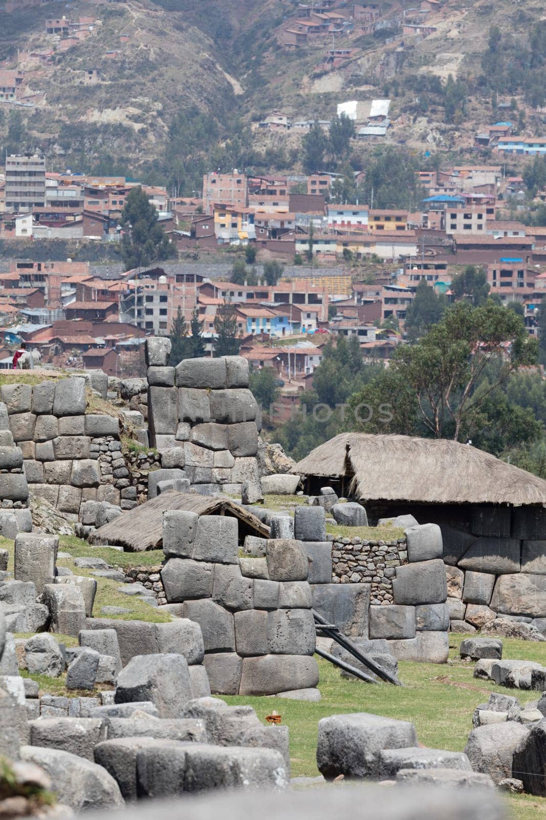 Ruins of the Inca Fortress of Saqsaywaman outside Cuzco Peru