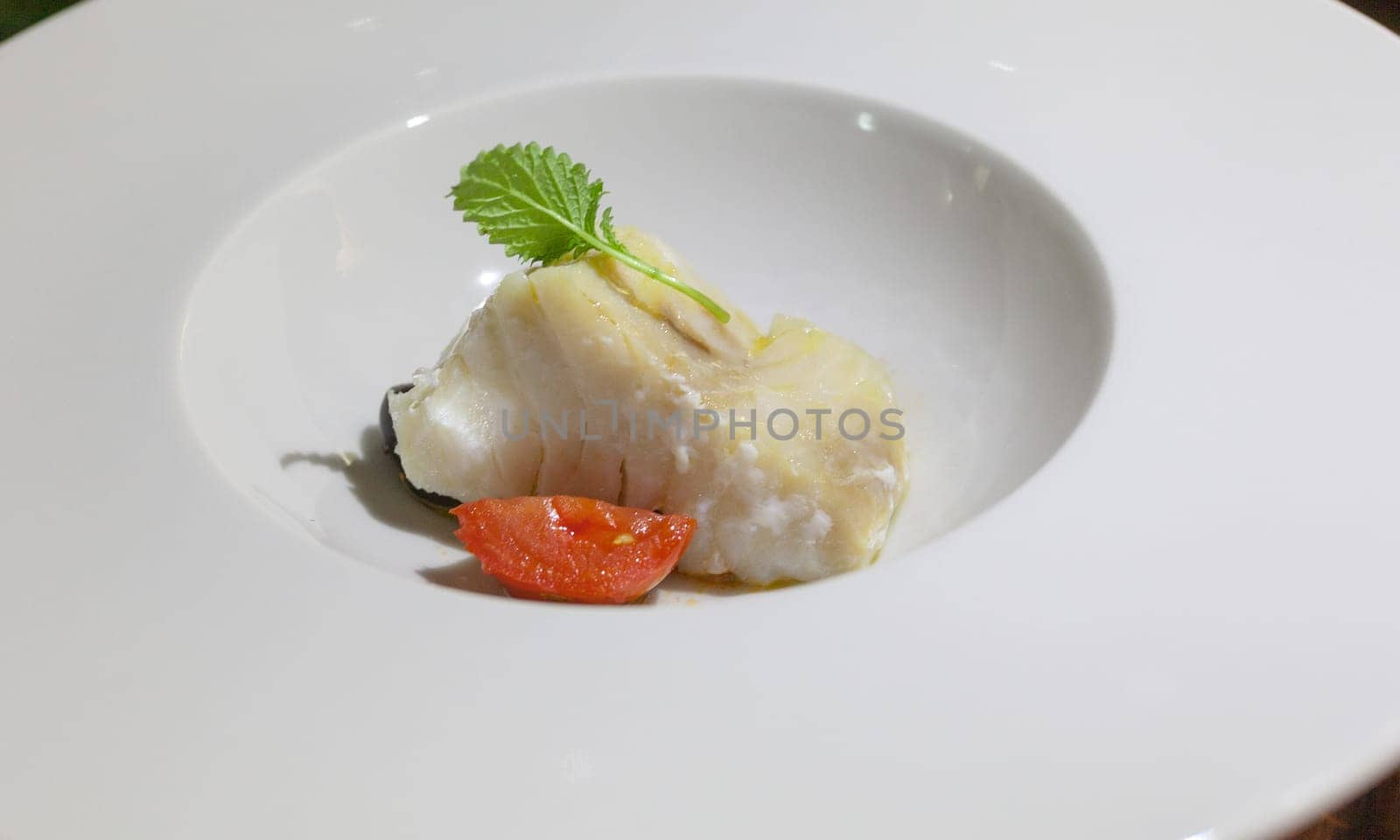 dish of salt cod in low-temperature frying