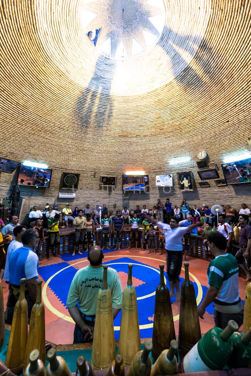 august 11,2014 , Yazd, Iran. Men Training At Saheb A Zaman Club Zurkhaneh