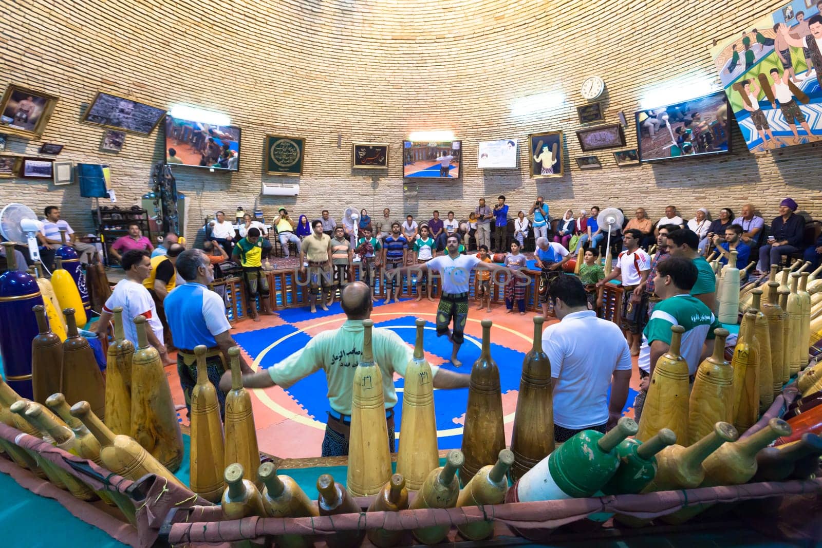 August 11,2014 , Yazd, Iran. Men Training At Saheb A Zaman Club Zurkhaneh