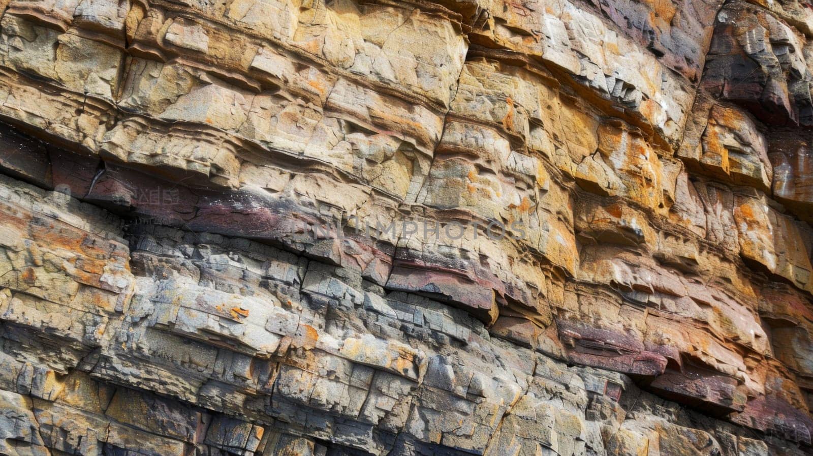 This close-up shot showcases a sturdy wall constructed entirely of rocks, each fitting seamlessly with the next. The earthy tones and natural textures of the rocks create a visually striking pattern.
