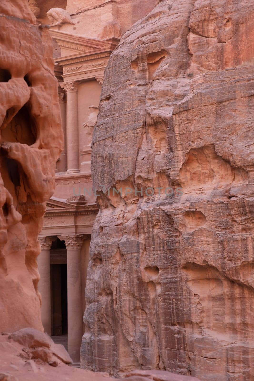 View from Siq on entrance of City of Petra, Jordan