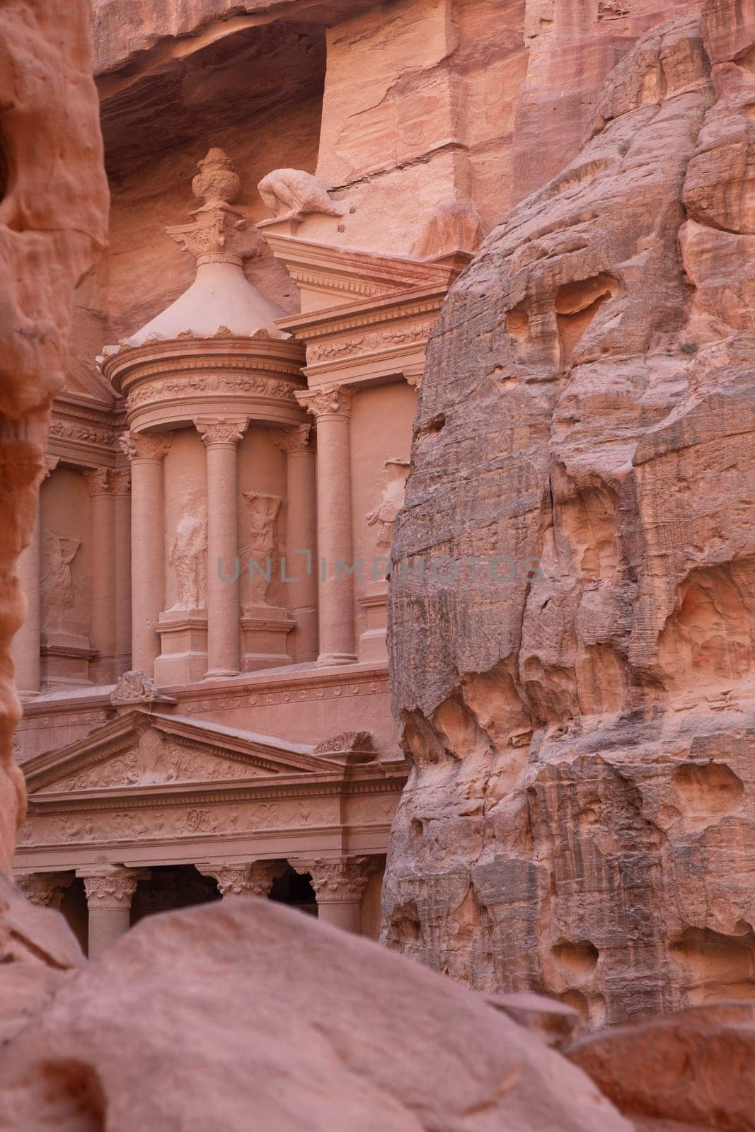 View from Siq on entrance of City of Petra, Jordan
