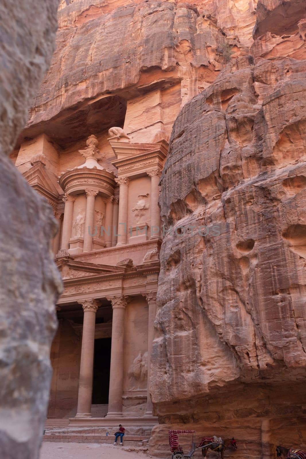 View from Siq on entrance of City of Petra, Jordan