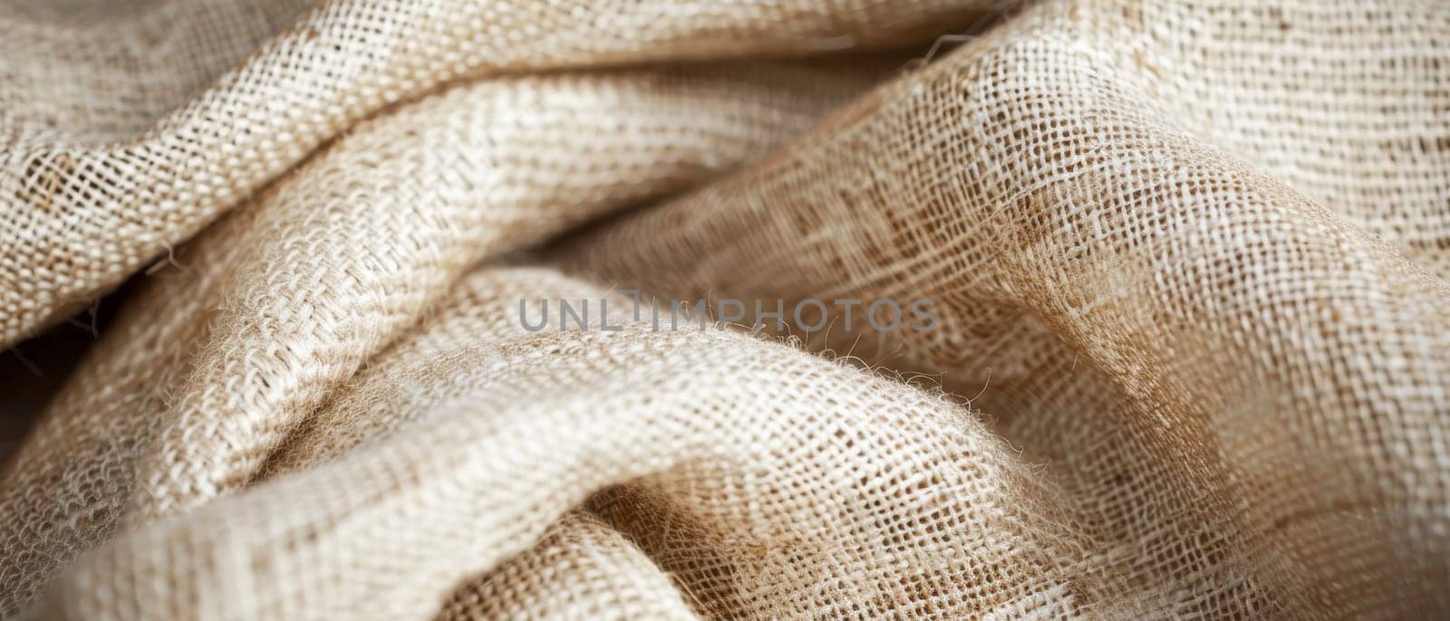 This image captures the natural elegance of a draped beige textile with a focus on its intricate weave and texture