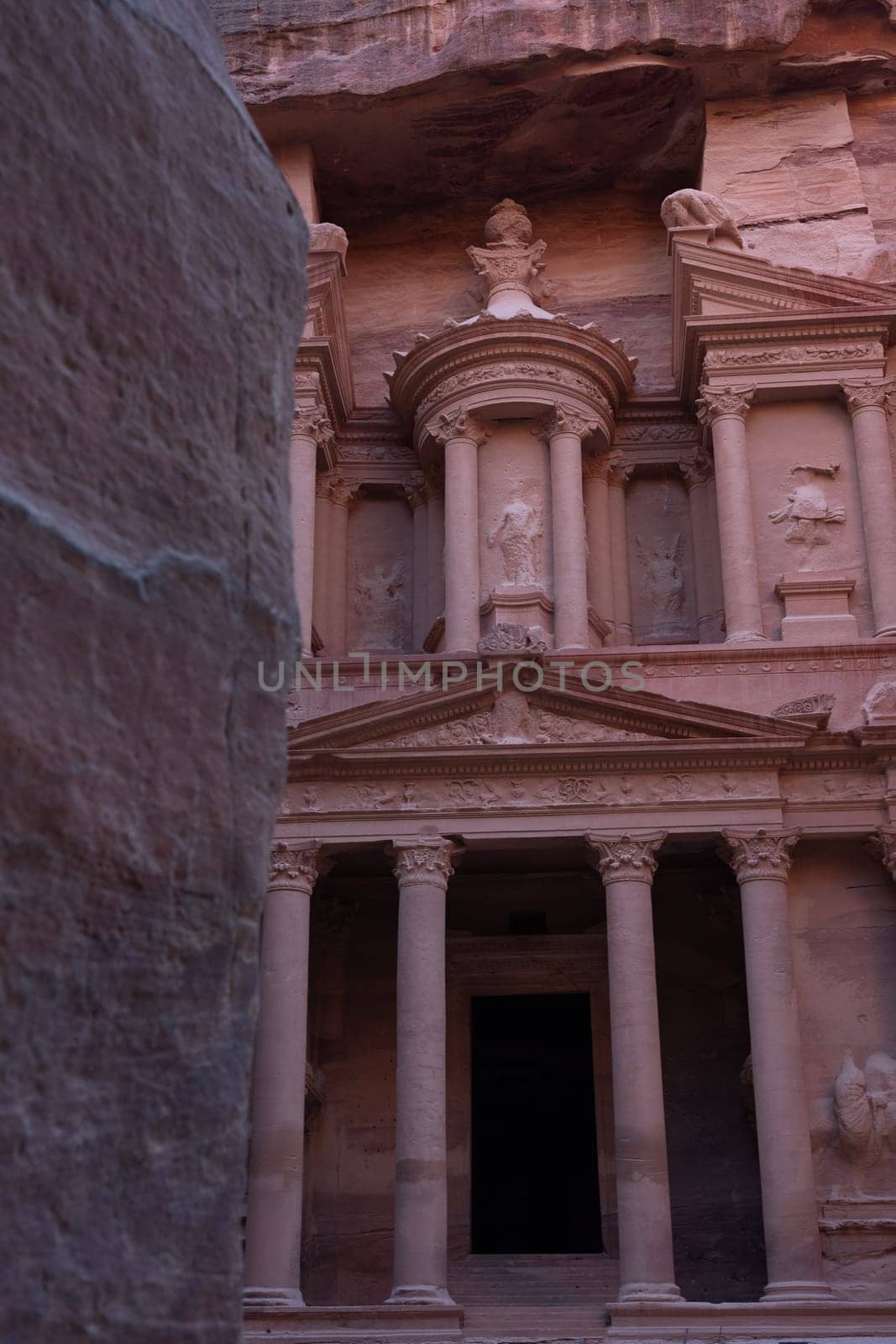 View from Siq on entrance of City of Petra, Jordan