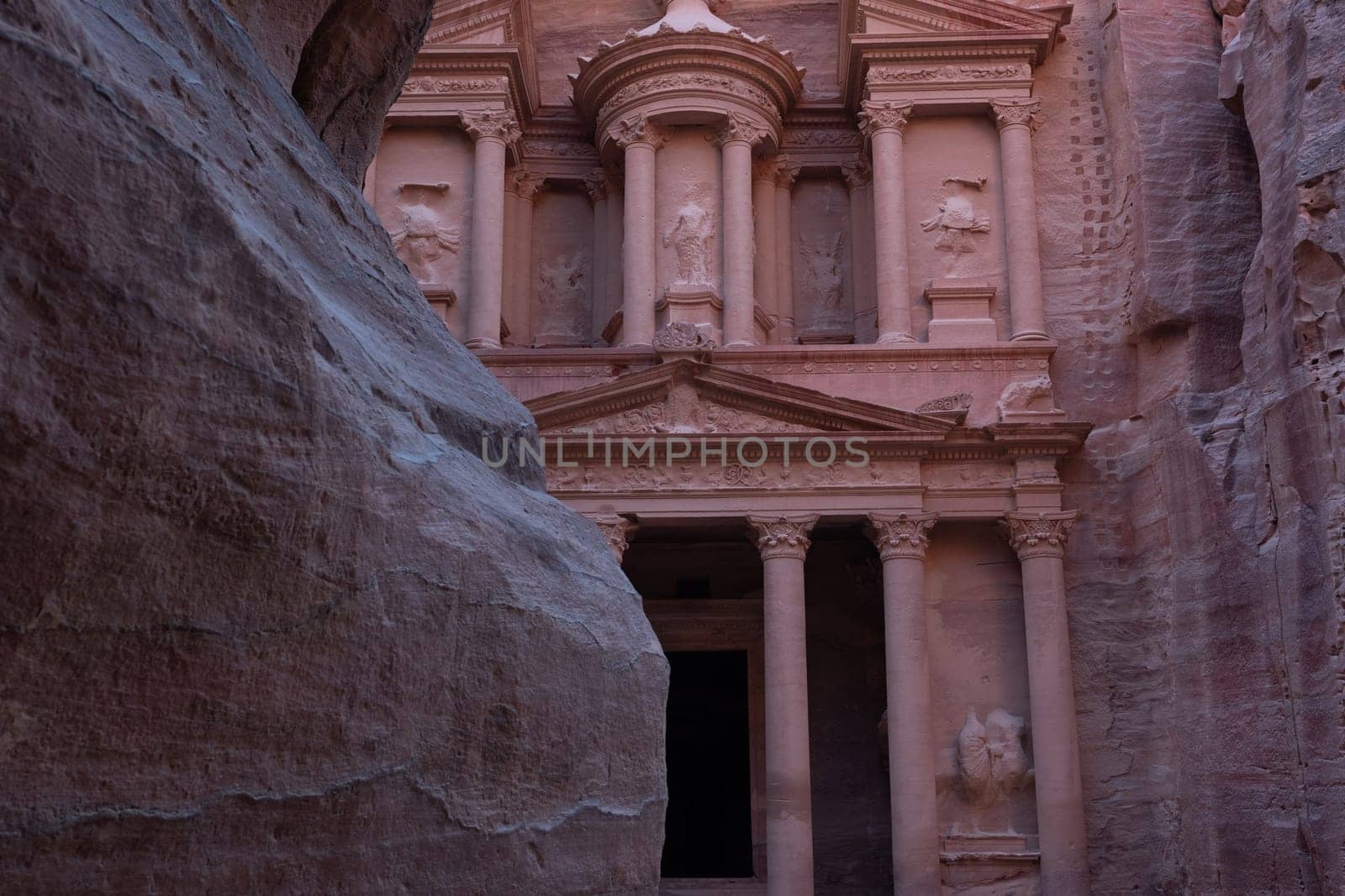 View from Siq on entrance of City of Petra, Jordan