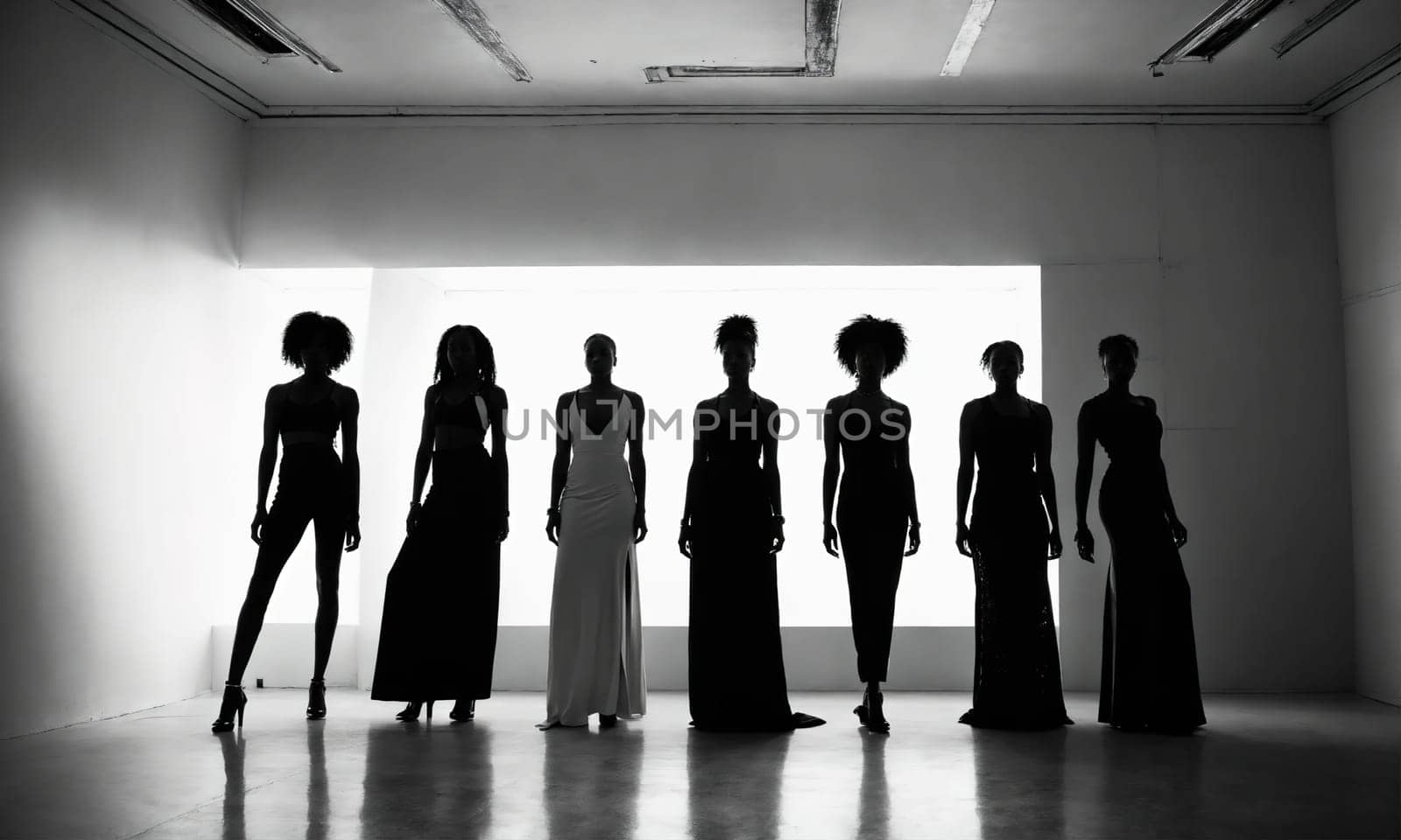Group of african american women posing in studio. Fashion shot. ai generative.
