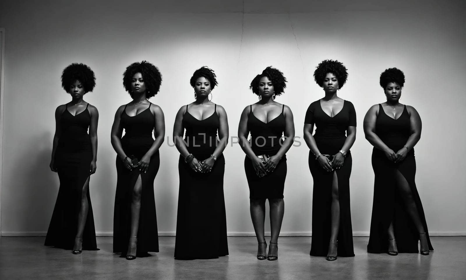 Group of african american women posing in studio. Fashion shot. ai generative.