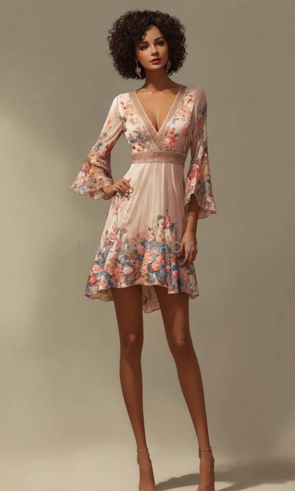 mini dress with low neckline on a mannequin. ai generative.