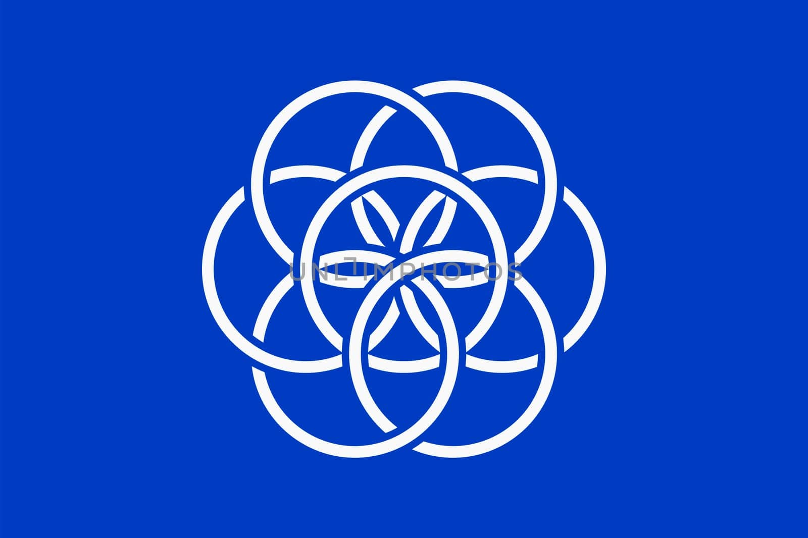 International flag of planet earth. Isolated white vector symbol on blue background. EPS 10.