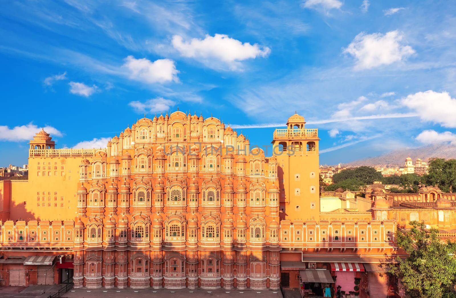 Beautiful Hawa Mahal palace, City Palace Complex view, Jaipur, Rajasthan, India