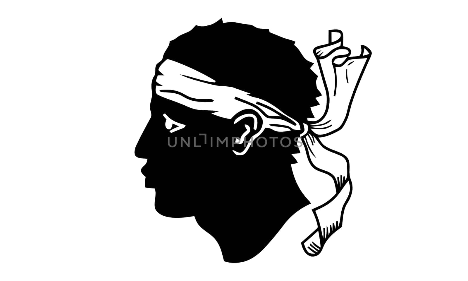 Moorish head with bandanna National symbol of the Island of Corsica, France