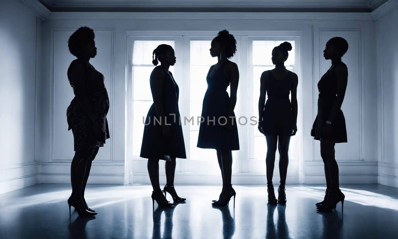 Group of african american women posing in studio. Fashion shot. ai generative.