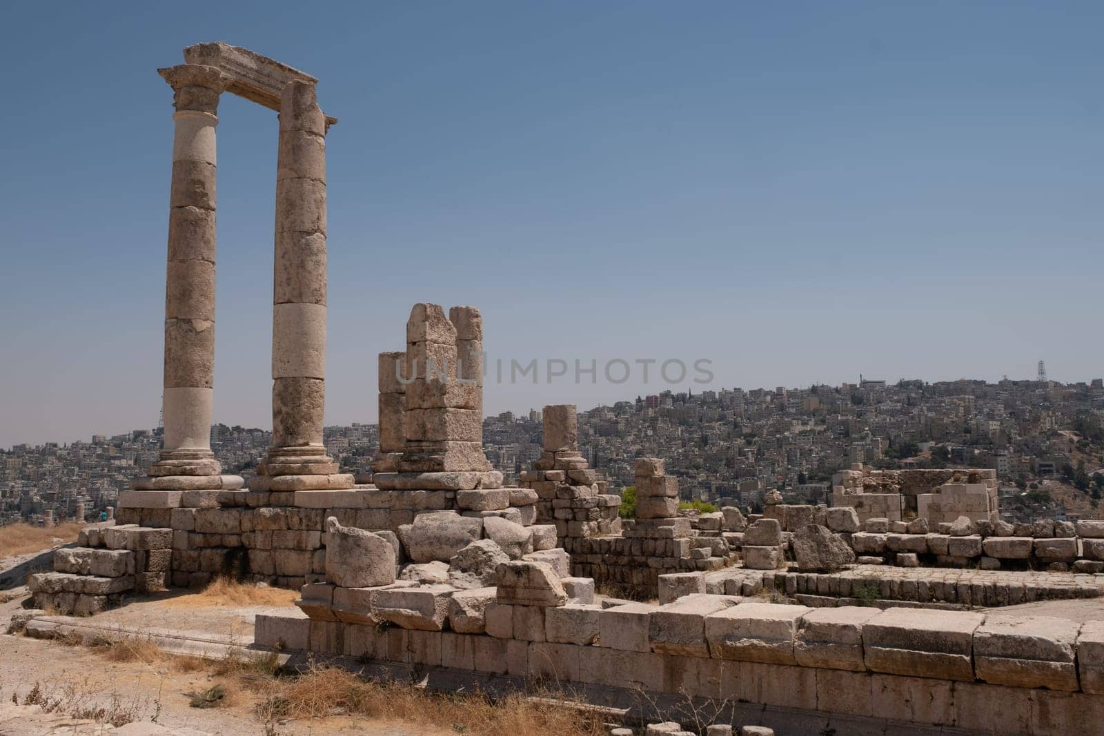 ruins in the citadel in Amman, Jordan