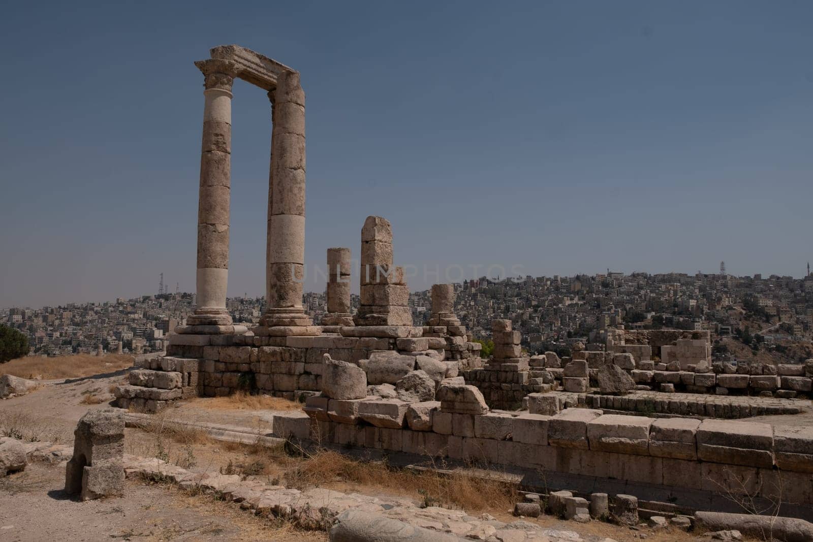 ruins in the citadel in Amman, Jordan