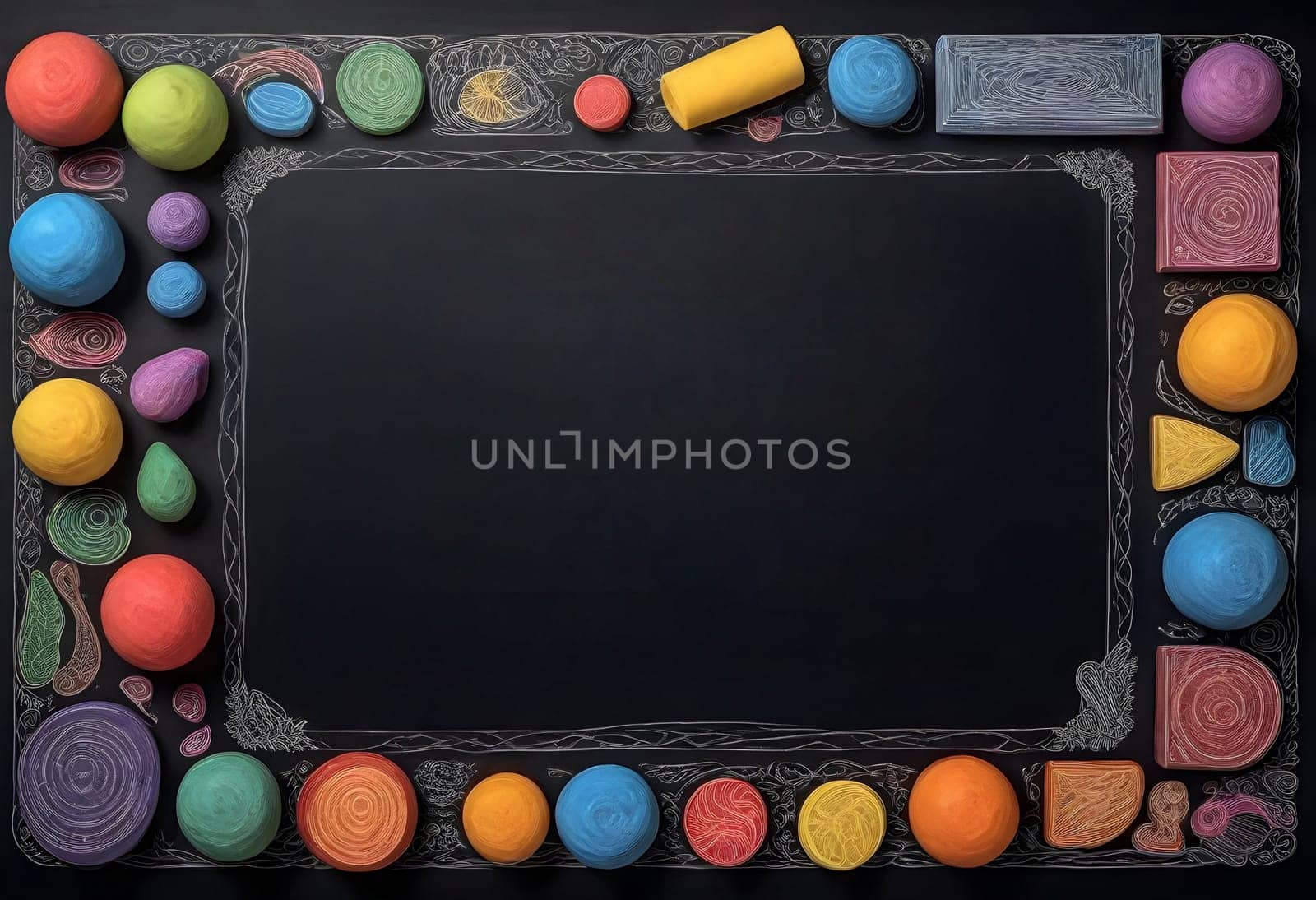 AI generated of a chalkboard with colorful blocks on it