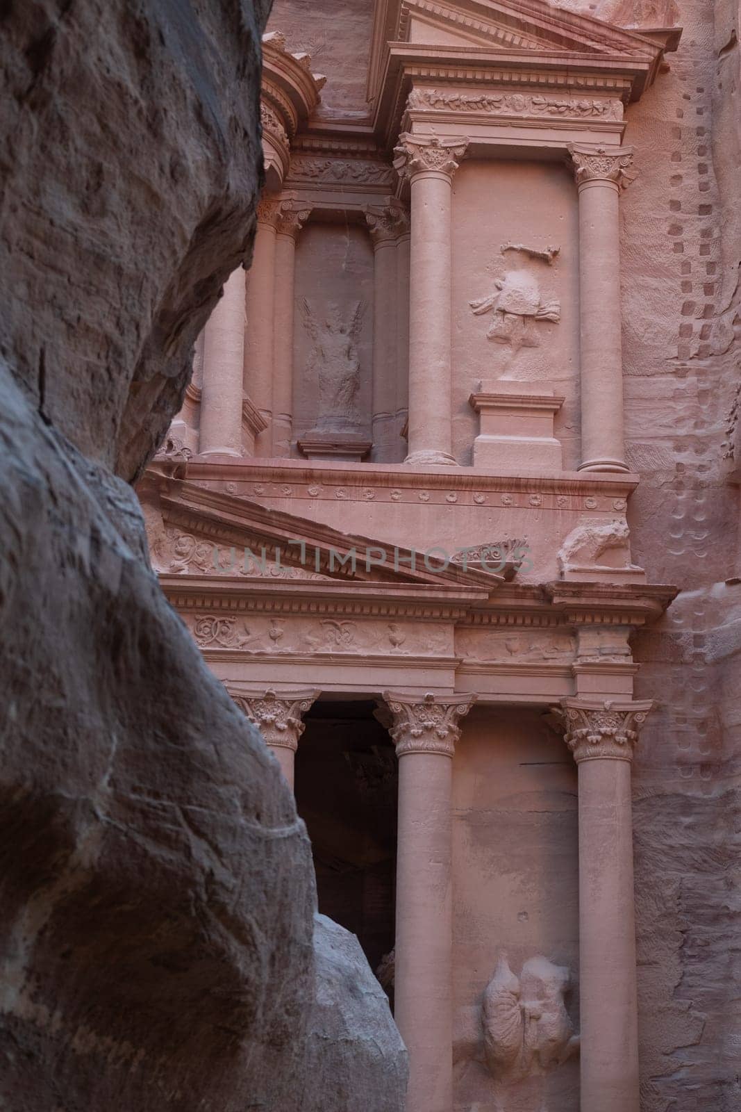 View from Siq on entrance of City of Petra, Jordan