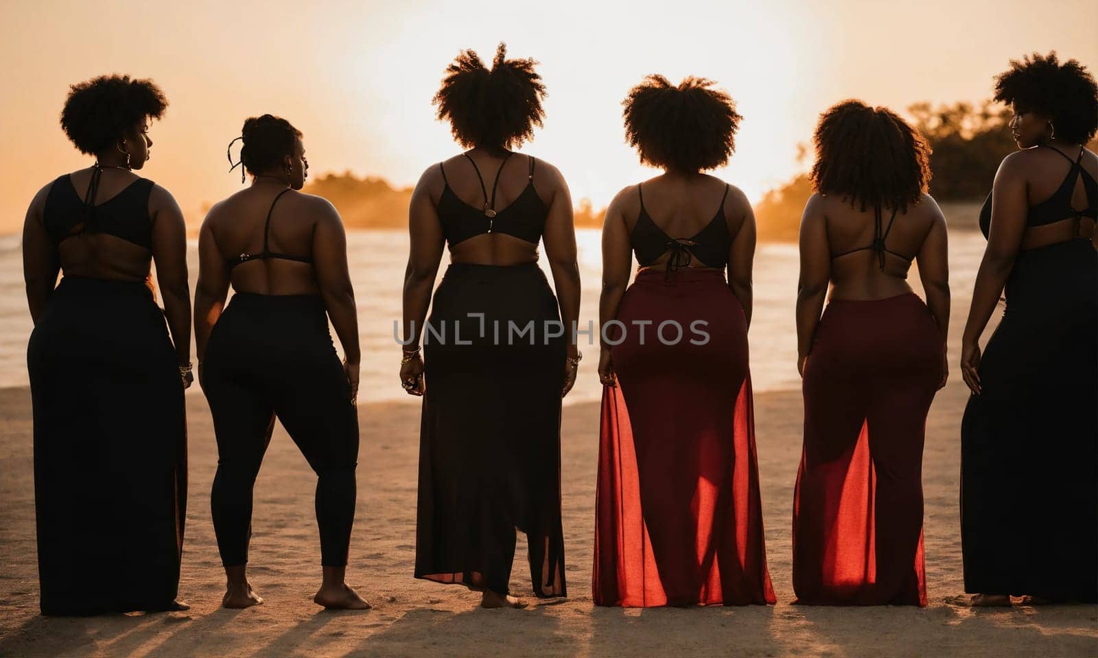 Group of african american women posing in studio. Fashion shot. ai generative.