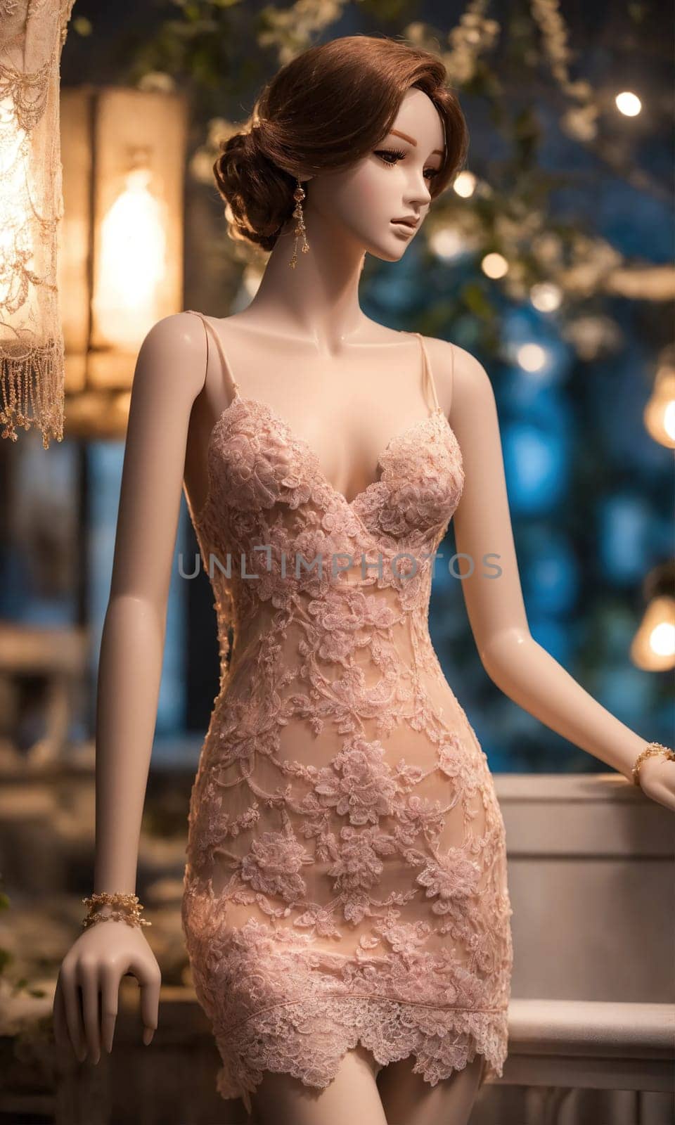 mini dress with low neckline on a mannequin. ai generative.
