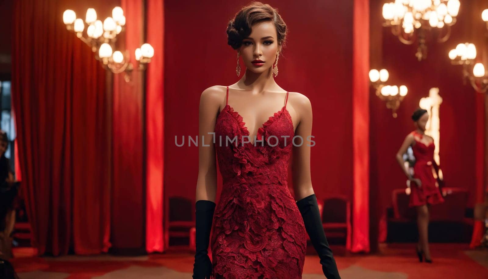 mini dress with low neckline on a mannequin. ai generative.