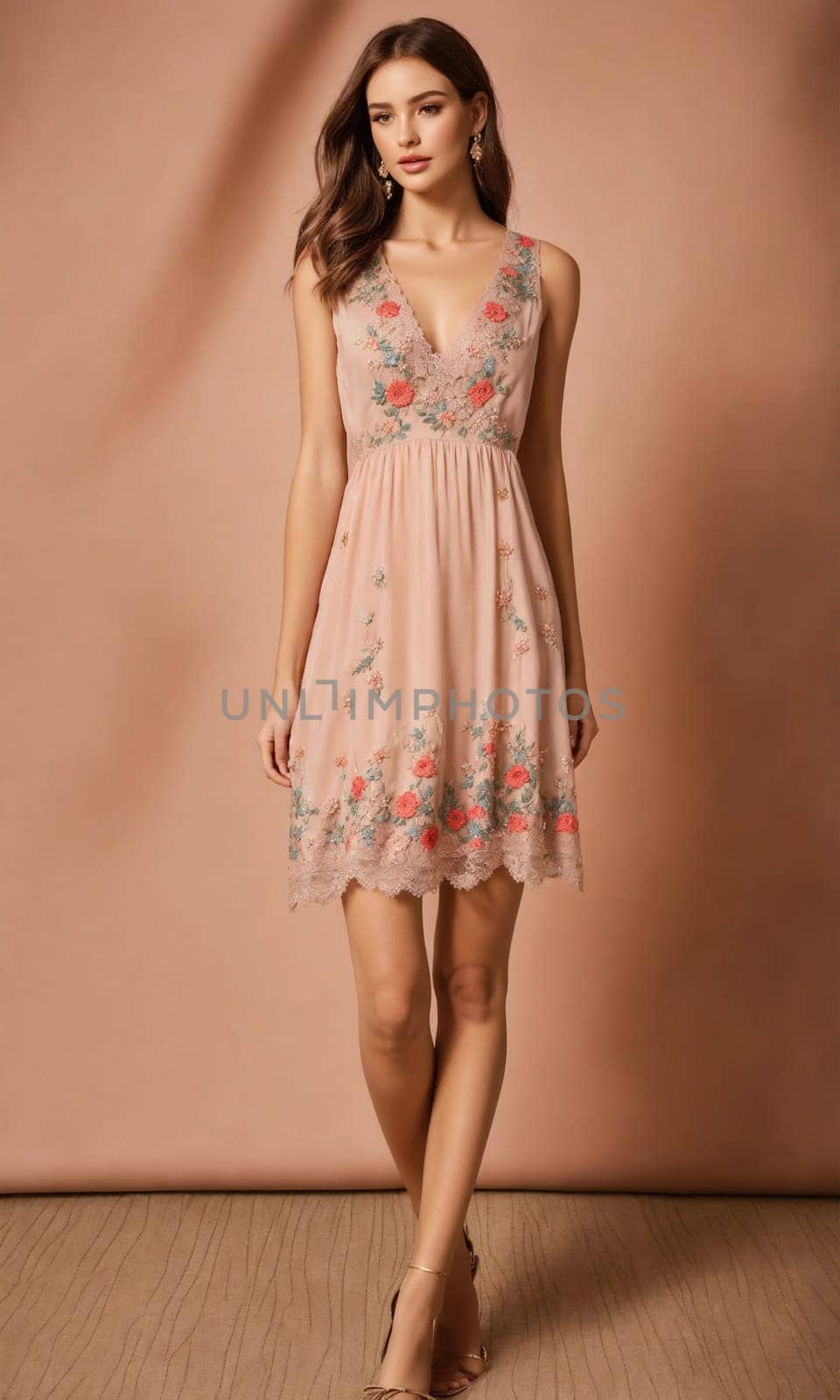 mini dress with low neckline on a mannequin. ai generative.
