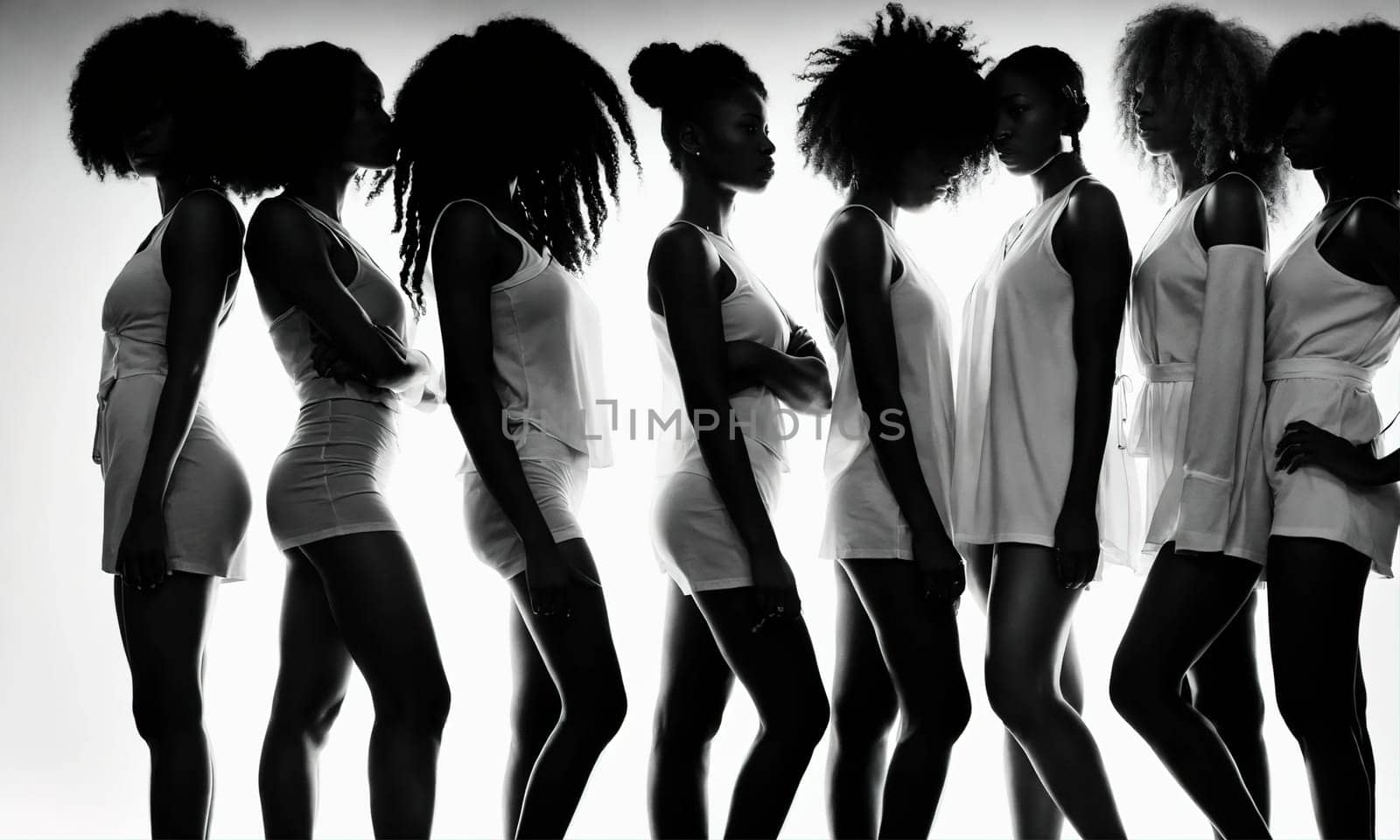 Group of african american women posing in studio. Fashion shot. ai generative.