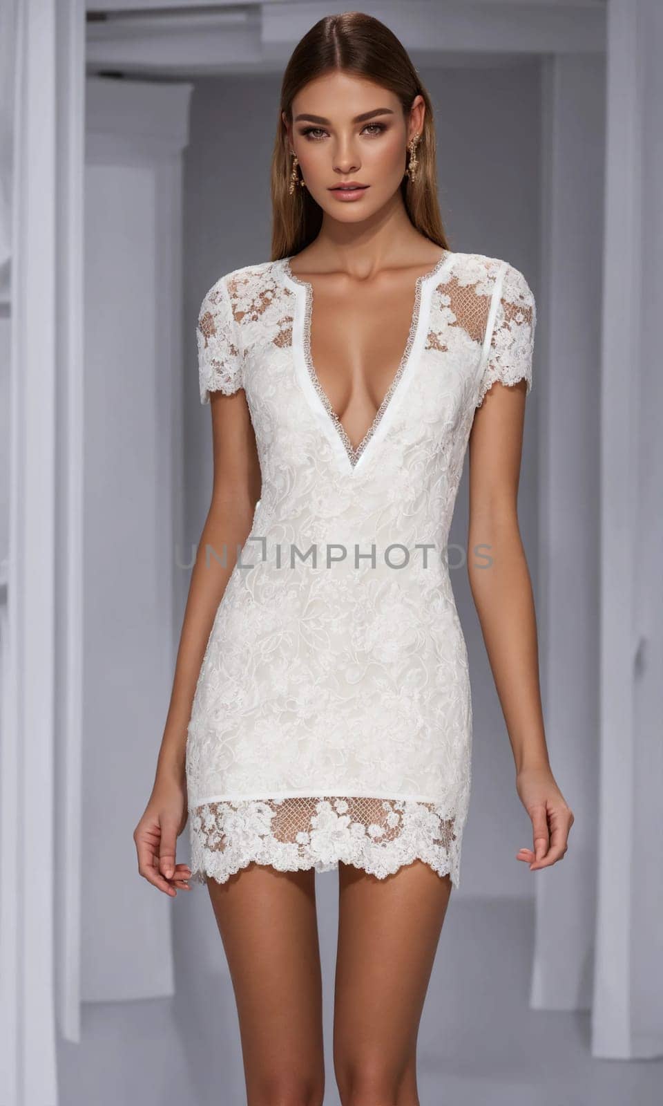 mini dress with low neckline on a mannequin. ai generative.