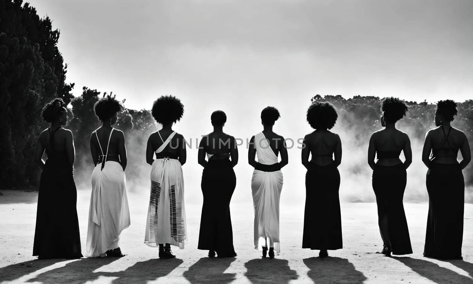 Group of african american women posing in studio. Fashion shot. ai generative.