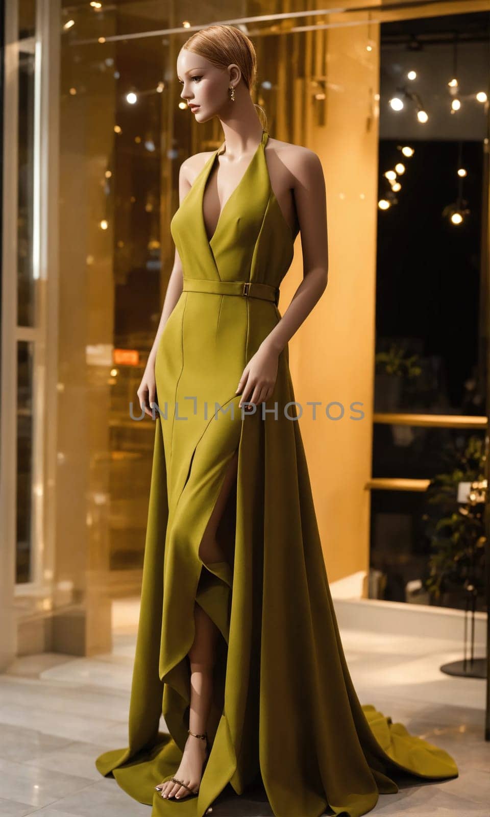 mini dress with low neckline on a mannequin. ai generative.