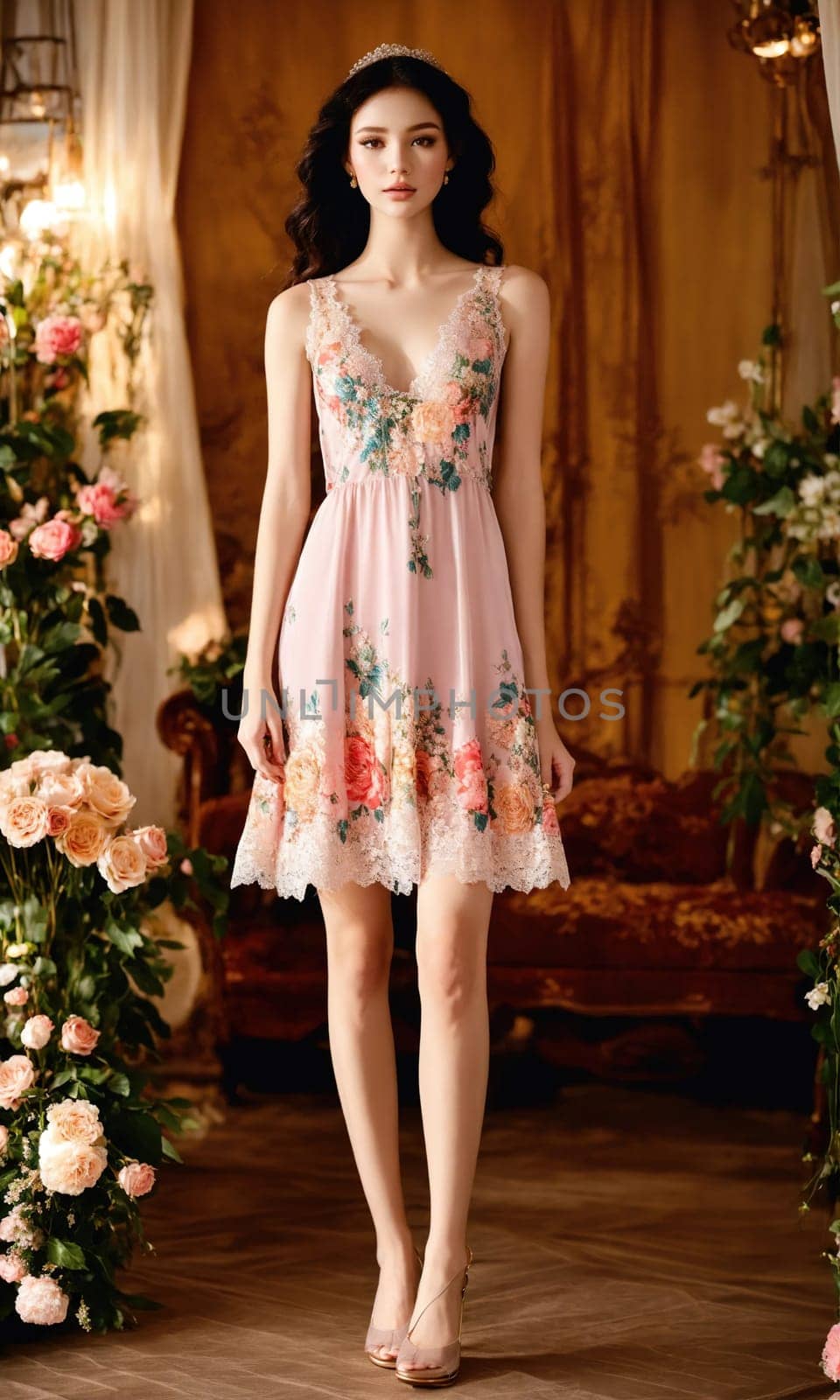 mini dress with low neckline on a mannequin. ai generative.