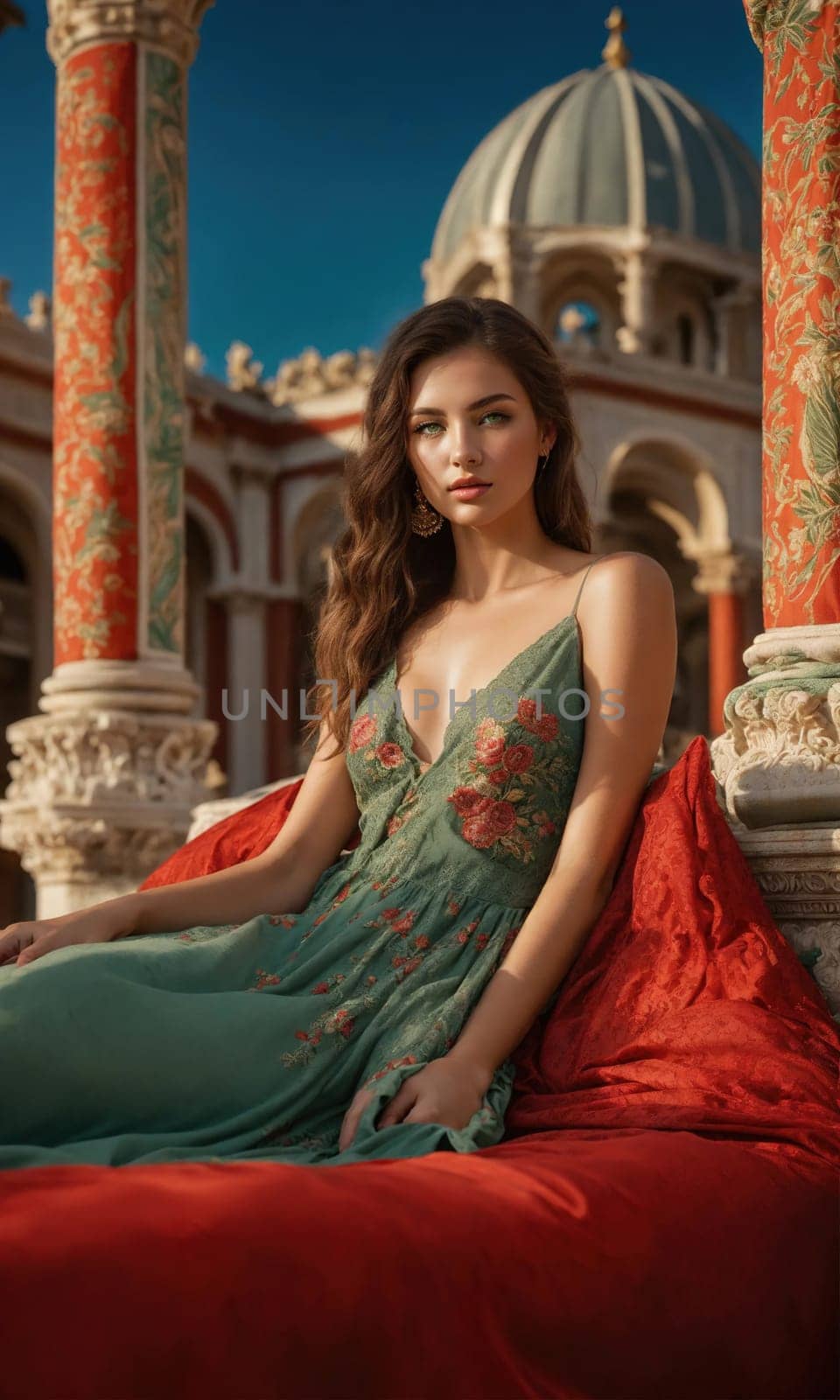 Portrait of a beautiful young woman in a luxurious interior. Beauty, fashion. ai generative.
