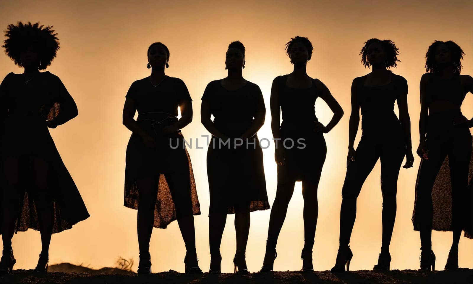 Group of african american women posing in studio. Fashion shot. ai generative.