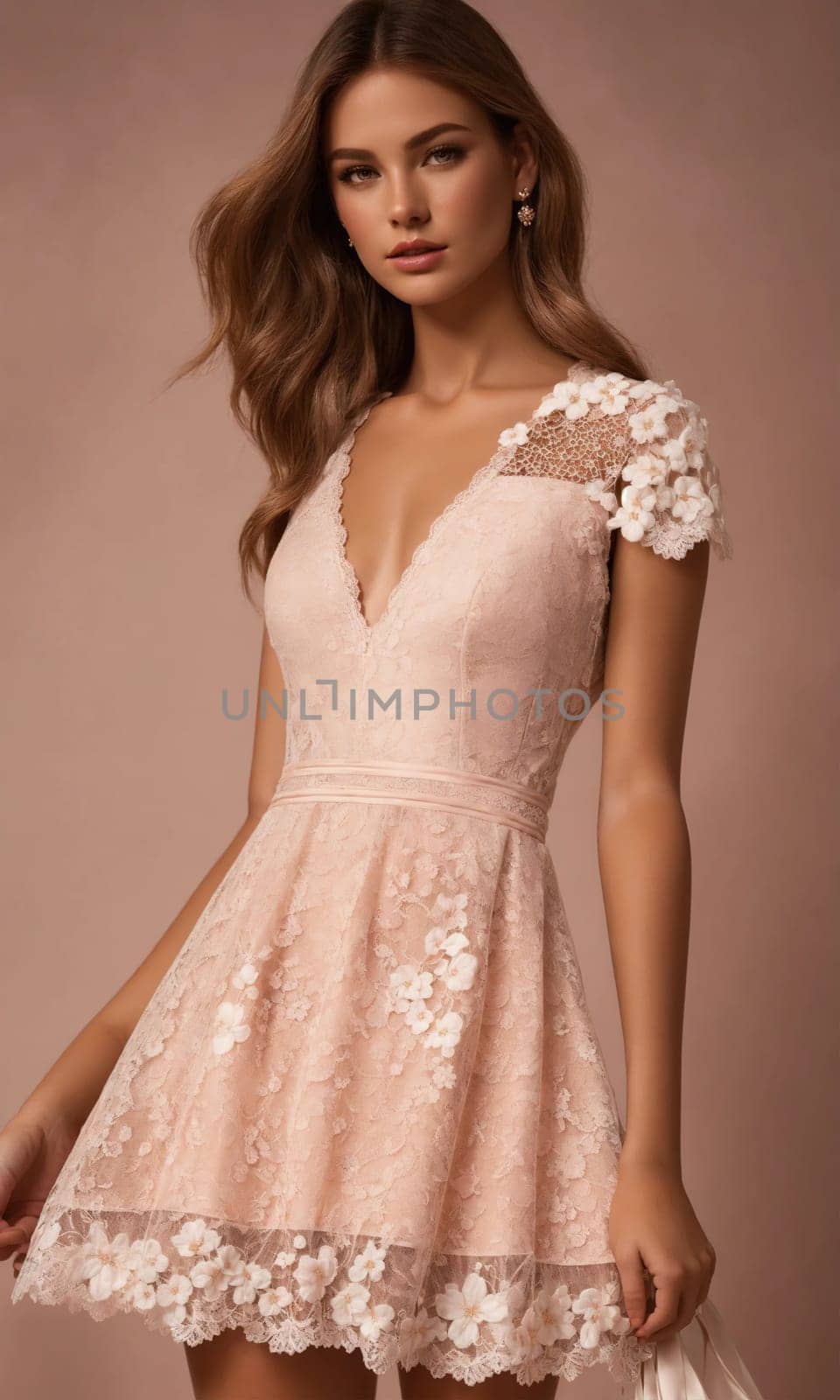 mini dress with low neckline on a mannequin. ai generative.