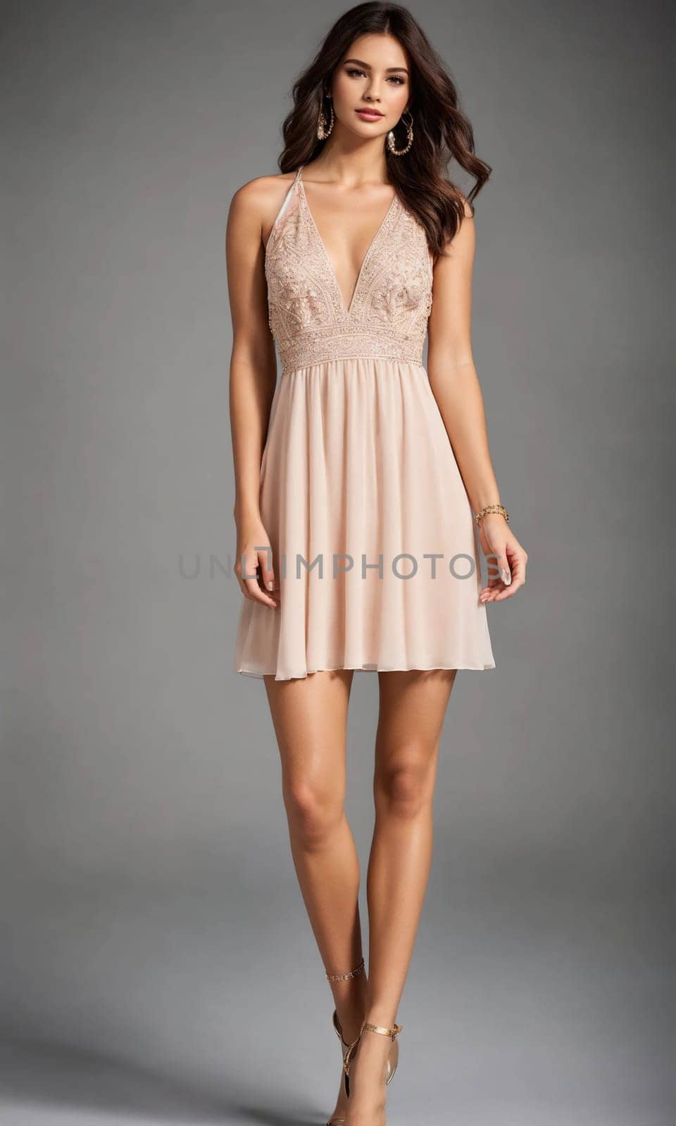 mini dress with low neckline on a mannequin. ai generative.