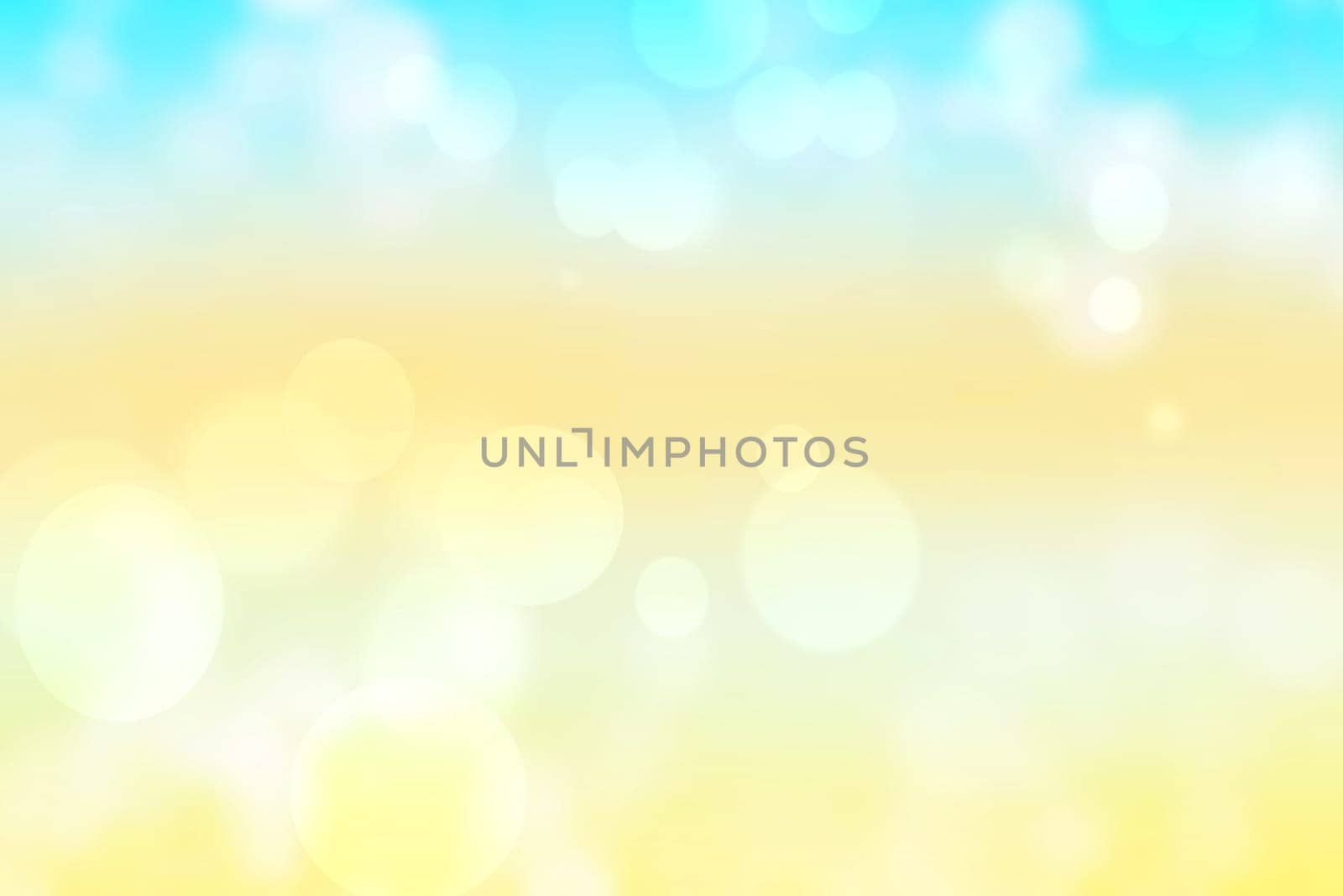 Abstract bright gradient motion spring or summer landscape texture background with natural gold yellow bokeh lights and blue bright sunny sky. Beautiful backdrop with space for design.