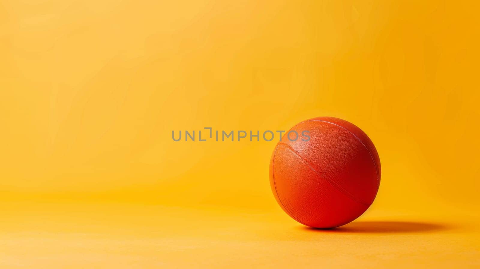 A red ball sits atop a smooth yellow surface, creating a striking contrast in colors. The ball rests motionless, casting a shadow on the vibrant background.