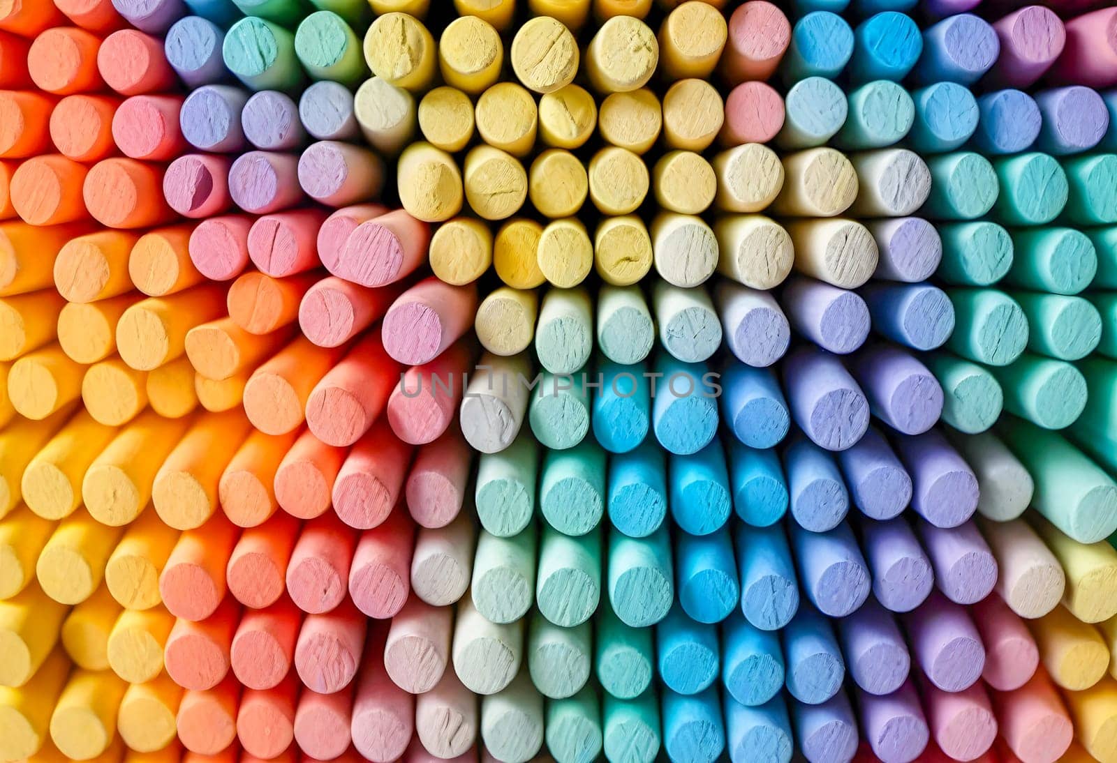 AI generated of a large pile of colorful stacked chalks