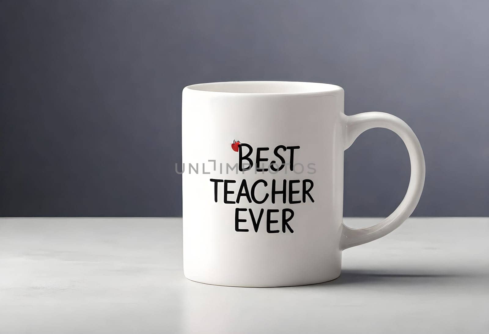 AI generated of a white mug with the best teacher ever written on it