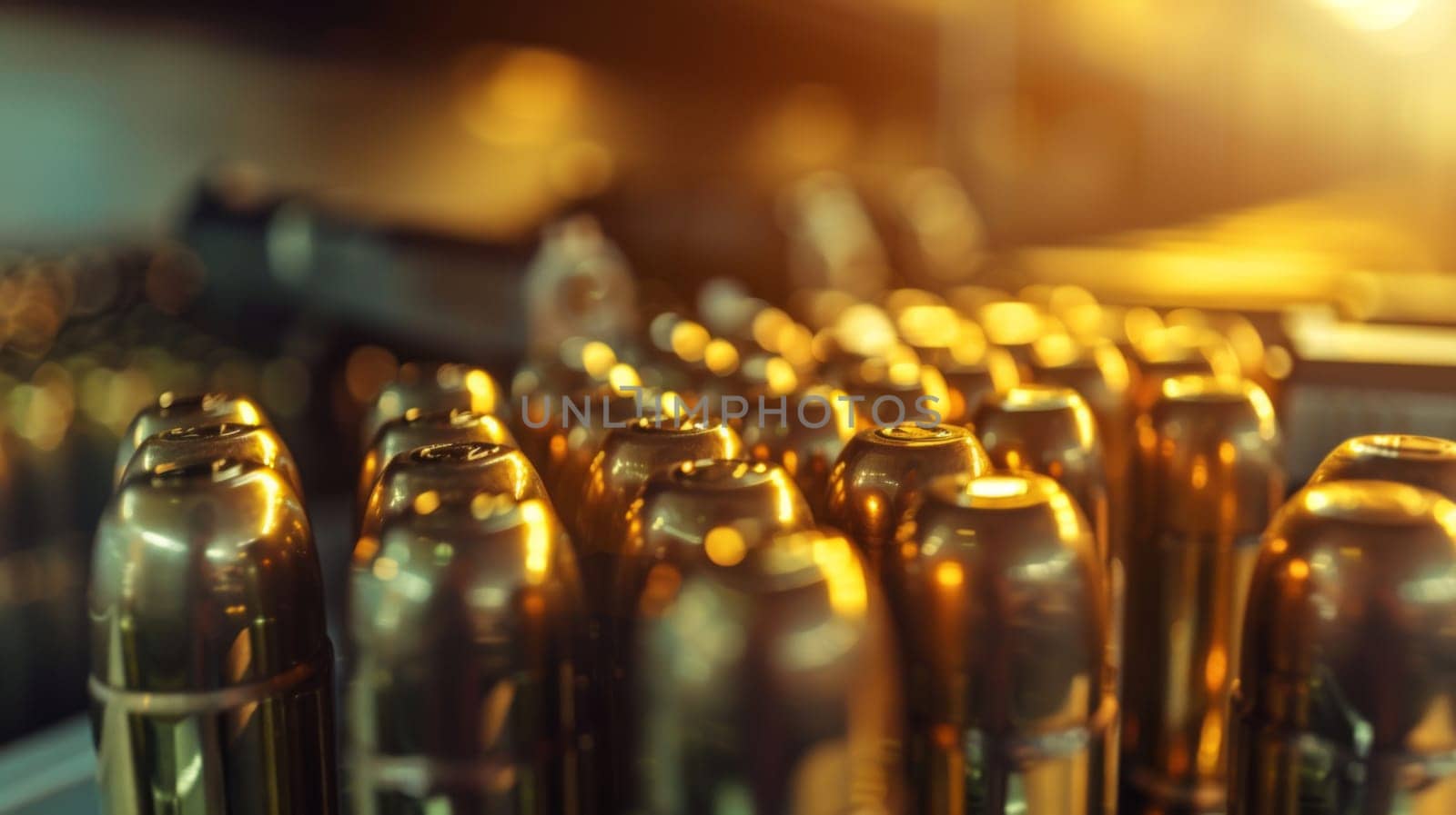 A close-up view showcasing numerous spent bullet casings lying together, displaying their metal composition and distinctive shapes. Each casing exhibits signs of use, such as scratches and dents, indicating recent firing activity.