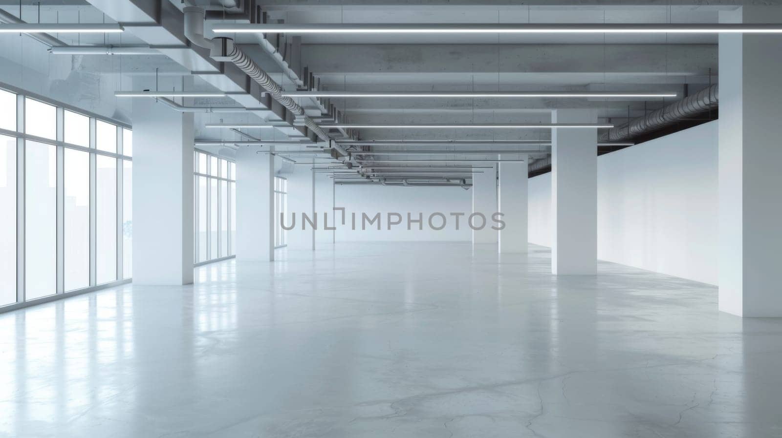 A large room featuring numerous windows, allowing ample natural light to flood the space. The room is empty, emphasizing the vastness and openness of the area. Windows of various sizes are evenly distributed along the walls, creating a bright and airy atmosphere.