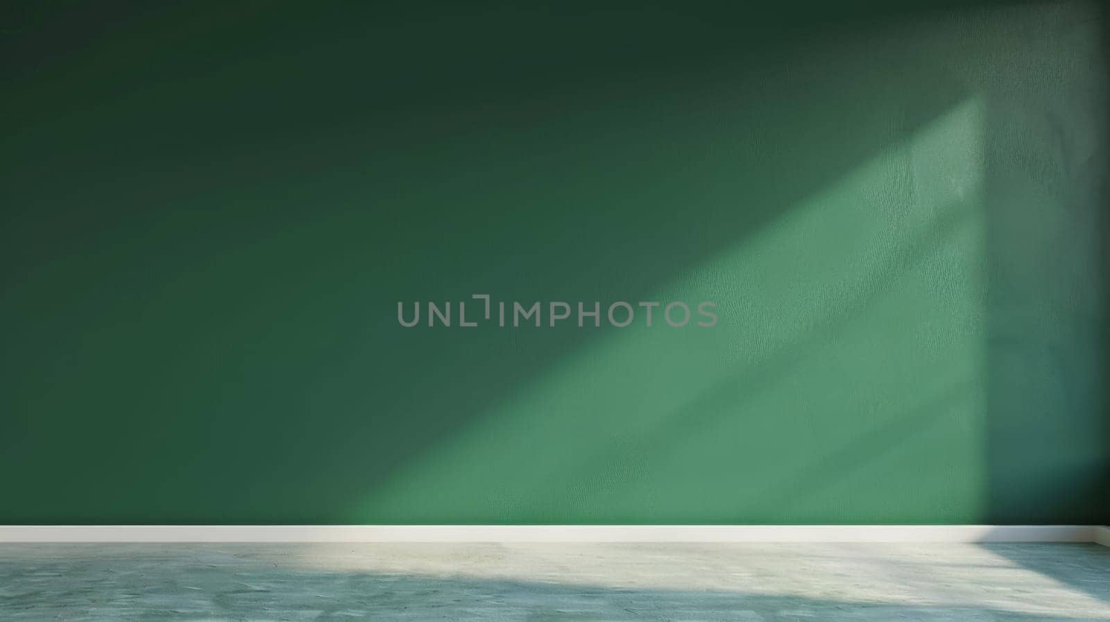 A room with a green-painted wall and a white tiled floor. The simple and clean design of the room creates a fresh and modern look. The contrasting colors add depth and visual interest to the space.