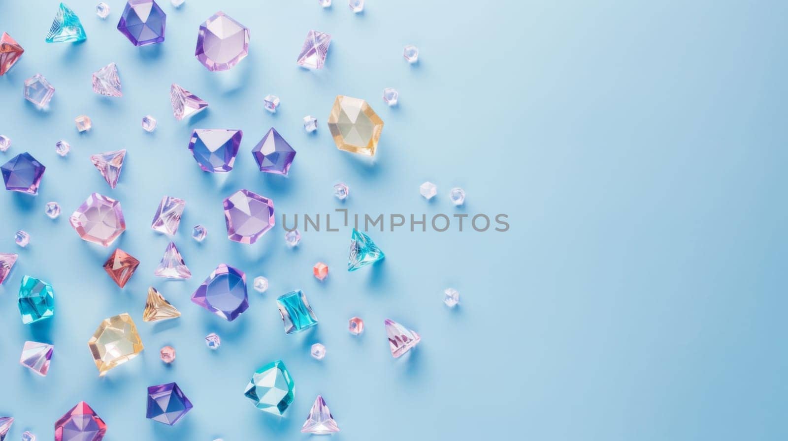 A collection of various colored diamonds organized on a vibrant blue backdrop. Each diamond showcases a different hue, creating a visually striking contrast against the deep blue surface. The diamonds are neatly arranged in a pattern, capturing the viewers attention with their unique colors and shapes.