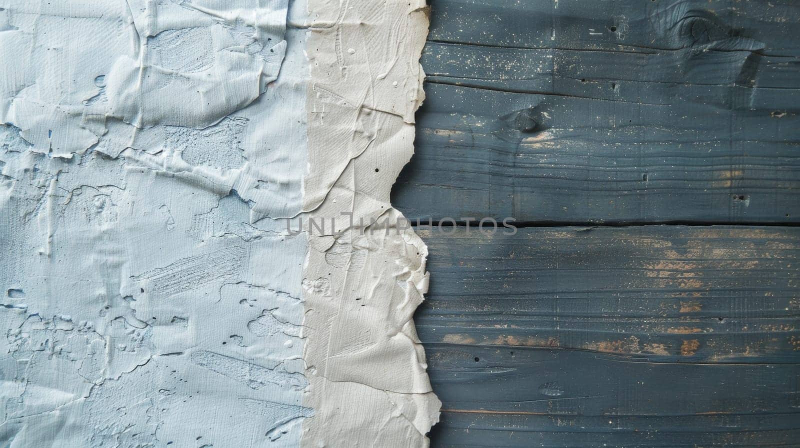 A wooden wall displaying signs of deterioration with peeling paint that exposes the raw surface underneath. The weathered appearance suggests neglect and adds a rustic charm to the structure.