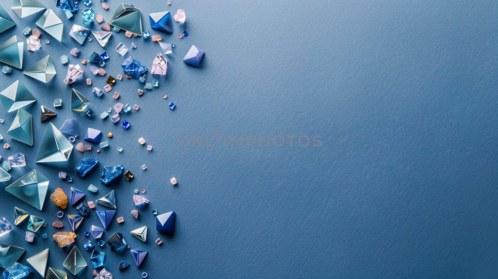 A collection of intricately folded blue and white origami pieces are arranged neatly on a vibrant blue background. Each paper creation showcases precision and skill in the art of origami.