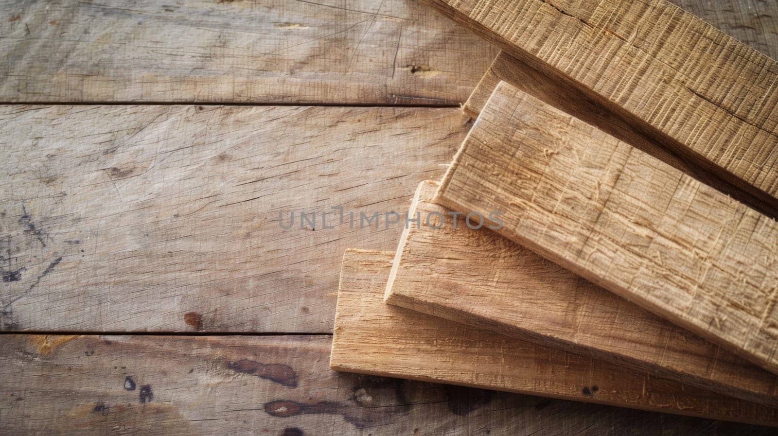 A stack of various sized wooden logs and branches piled up on top of a polished hardwood floor. The wood appears to have been freshly cut and is neatly arranged in a haphazard manner.