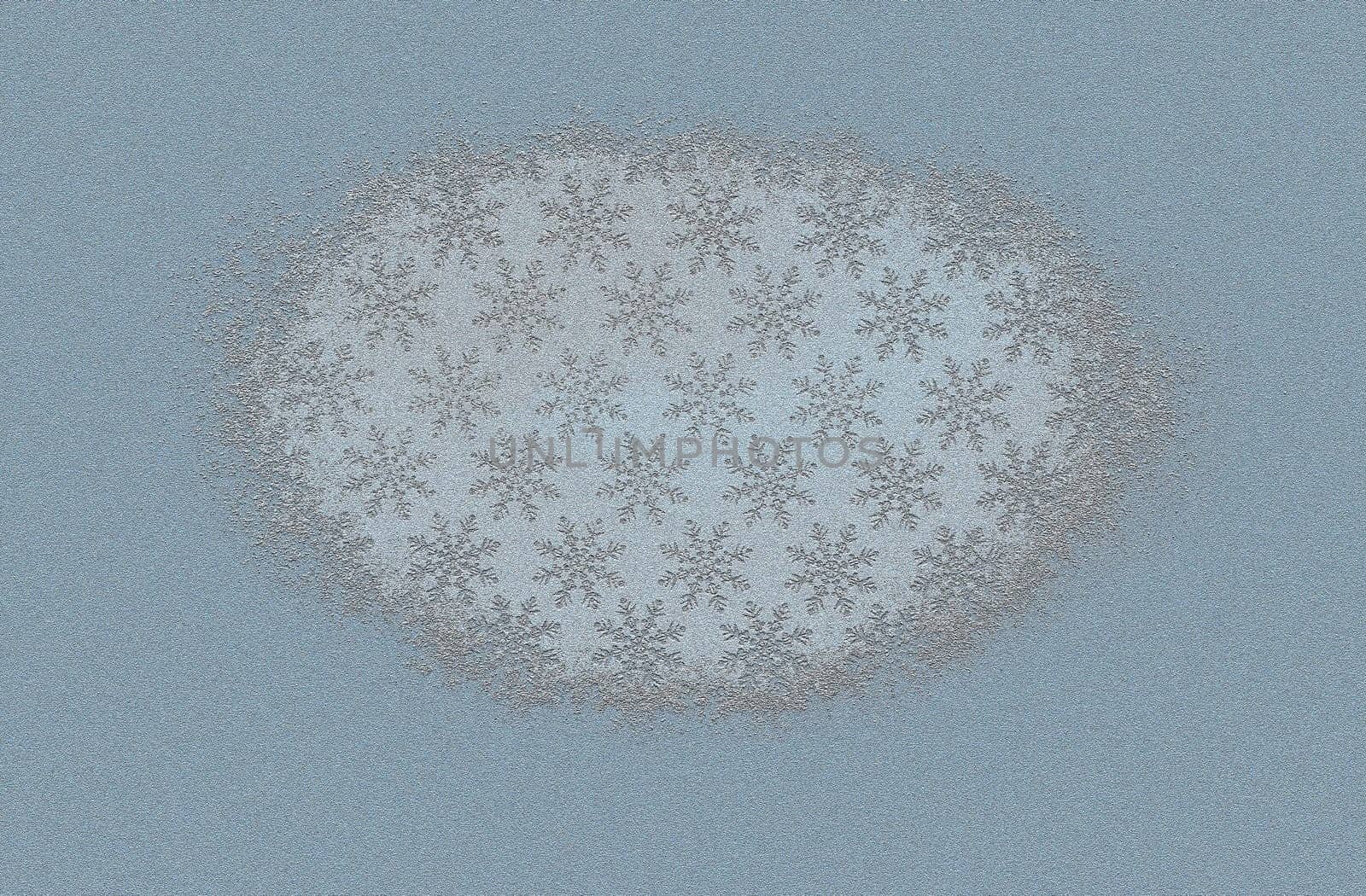 Rough blue surface with abstract textured snowflakes