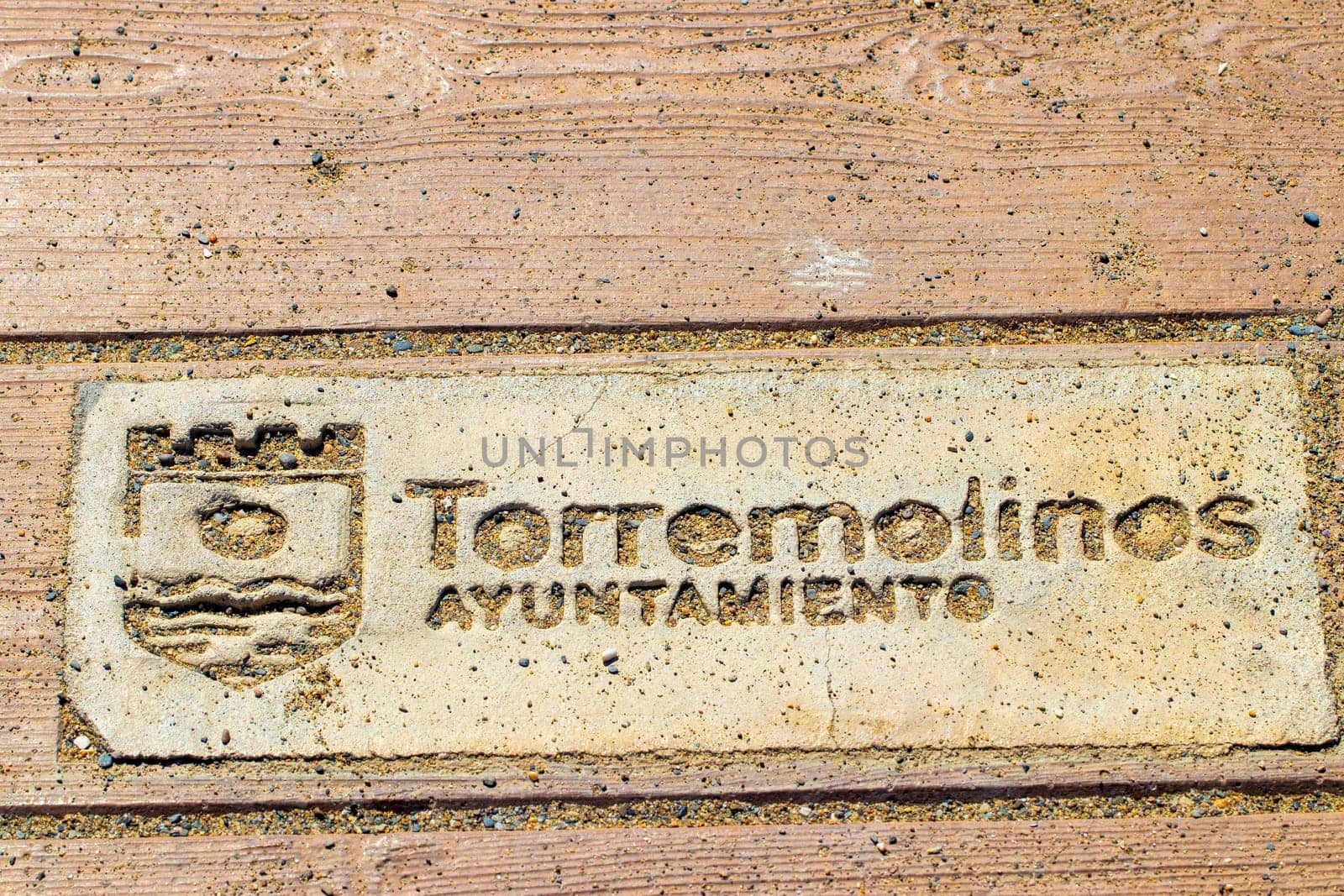 TORREMOLINOS, SPAIN, Andalusia May 23, 2019. Cityscapes, City views, facades, promenades, architecture, streets and beaches. Sign at the town hall of Torremolinos.